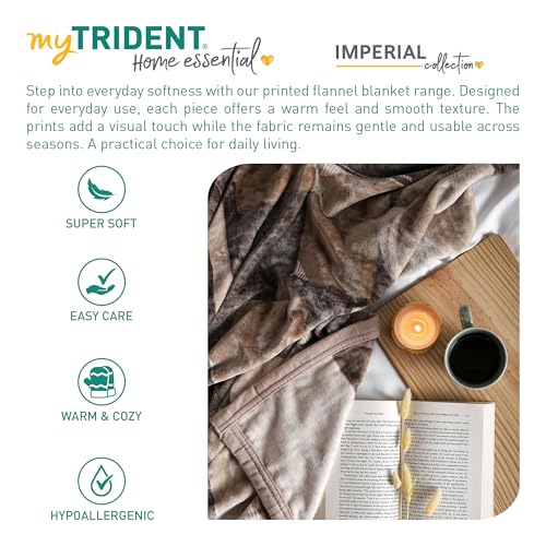 Image of MYTRIDENT Home Essential Flannel Printed Blanket for Winter Single Size (160 cm x 220 cm), 290 GSM, Willow