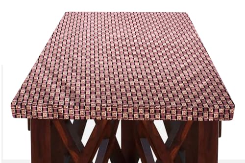 Image of The Furnishing Tree Elastic Rectangular Dining Table Cover WxL 32x54 in Inches Polyester Basketweave Pattern Multicolor