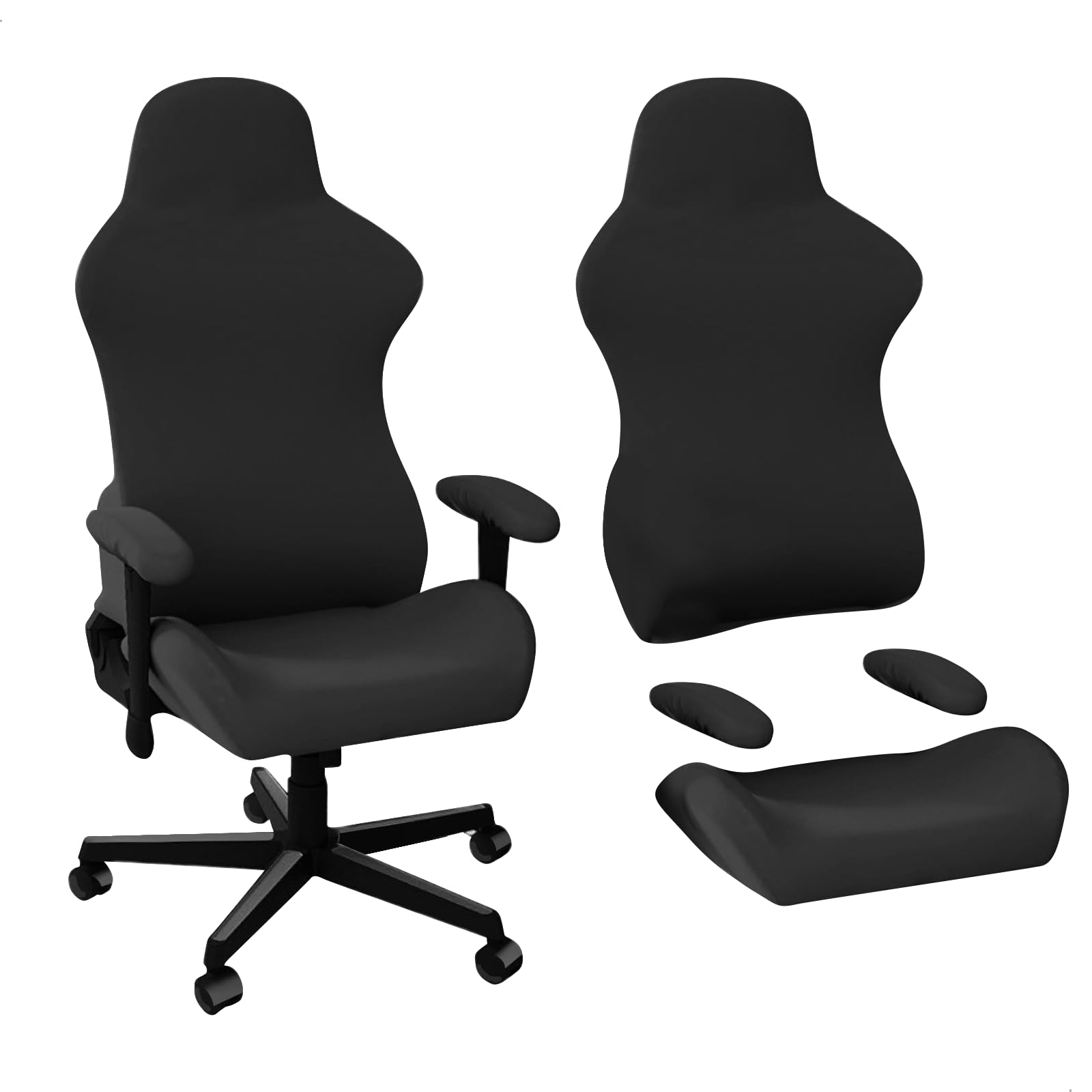 Funda Silla Gaming,Fundas Sillas Gaming 4 Piezas, Funda para Silla de Escritorio ElƔstica Lavable Silla Oficina Gamer Giratoria Escritorio