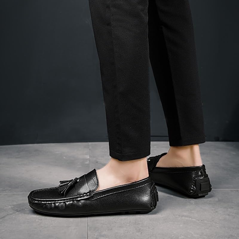 Mens Prom Loafers Faux Leather Classic Driving Loafers Round Toe Solid Color Slip-on2