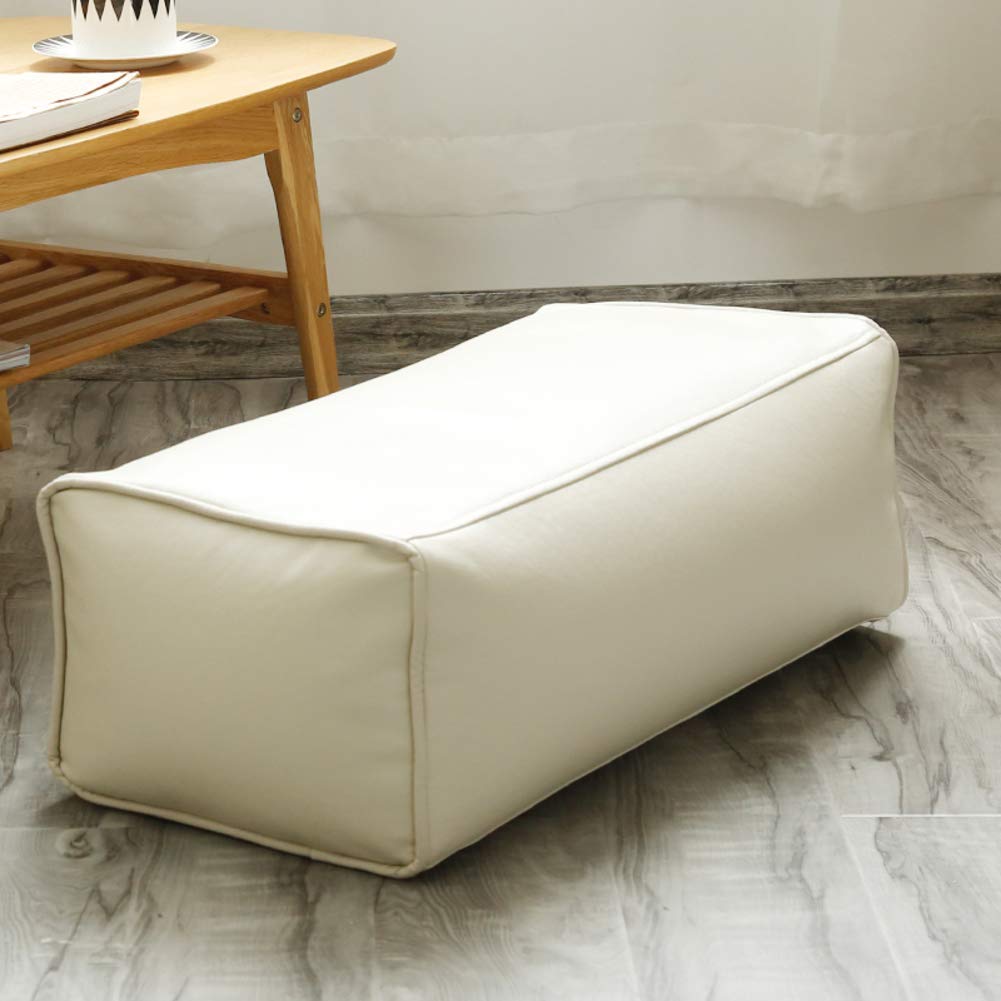 Repose-pieds confortable en faux cuir blanc pour coin lecture