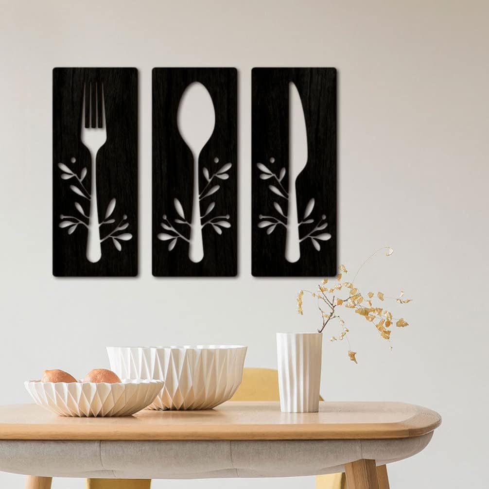 GANAZONO 1 Set Wooden Fork Spoon Sign Spoon Fork Basswood Three-dimensional