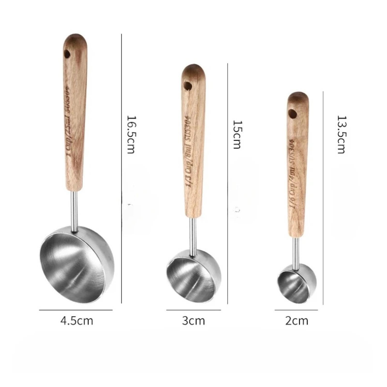 Cuchara medidora de café 8ml/25ml de acero inox, mango madera | Para granos de café, leche en polvo y condimento; modelo 8ml/25ml(Grey)