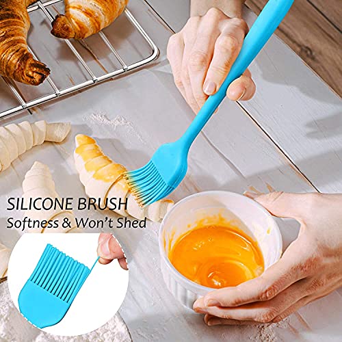 Image of P-Plus International Silicone Spatula Set 5-Piece - 446F Heat-Resistant Baking Spoon Spatula - Seamless One-Piece Design- Non-Stick Silicone Stainless Steel Core (Spatula Set of 5 Blue)