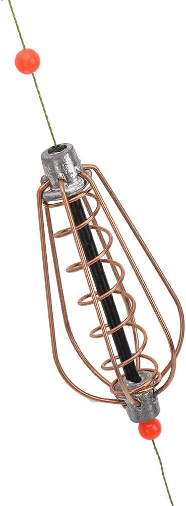 Life 4PCS Fishing Feeder Bait Cage, Fishing Lure Trap Basket Feeder Holder with Hooks Fish Tackle Accessories