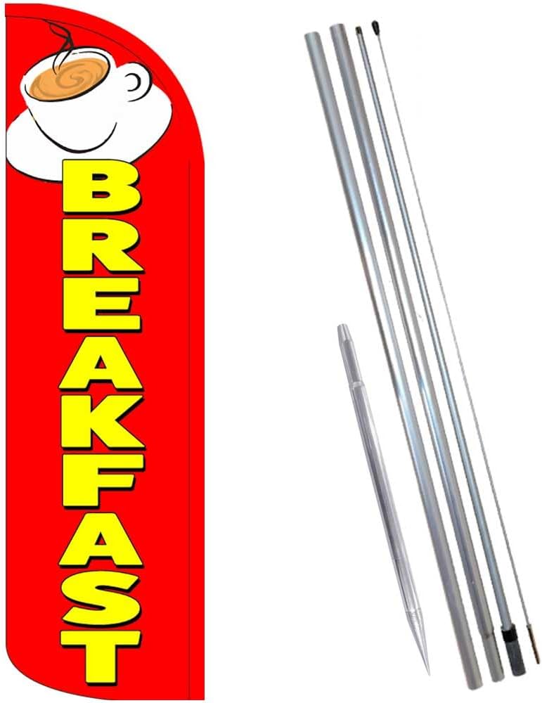 Breakfast (Cup) Premium Windless Feather Banner Flag Kit (Flag, Pole, & Ground Mt)
