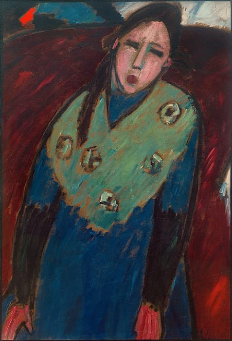 Poster Fille à l'étole verte Jawlensky | Grand tableau déco pour grand mur vide