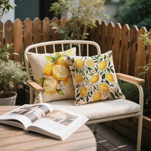 Housse de coussin 45x45 citron imperméable jaune k-1002 - 4