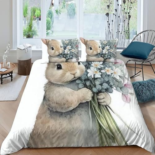 Housse de couette Super King Le Lapin microfibre imprimé animal 260x220cm - 3