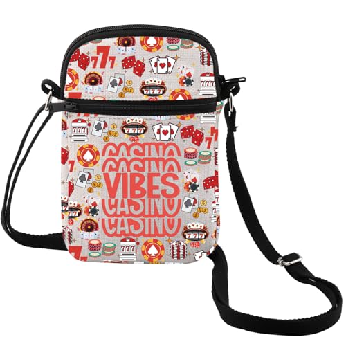 MEIKIUP Casino Vibes Crossbody Bag Casino Gambling Lover Gift Lucky Chip Casino Nights Party Gift Las Vegas Souvenir