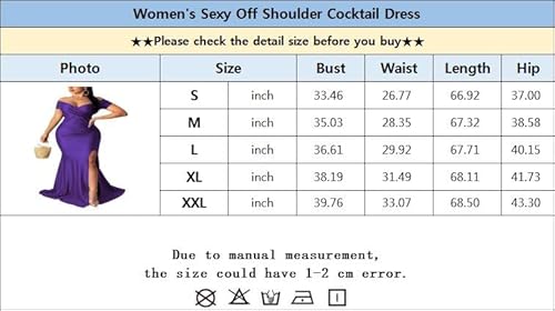 Women Sexy Off Shoulder Elegant V Neck Short Sleeve Wrap Formal Evening Gowns High Split Mermaid Party Cocktail Dress Purple #TOP3