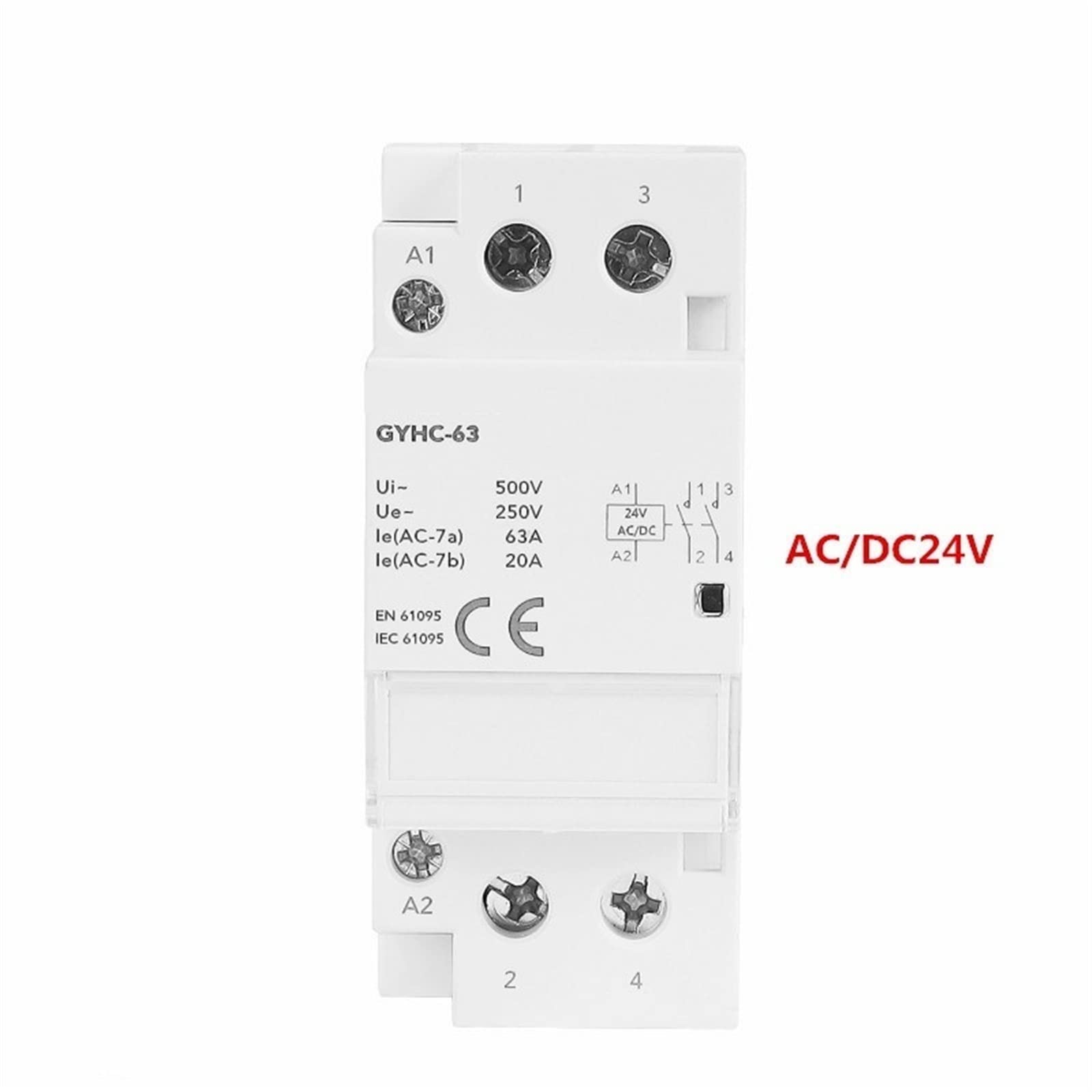 DC-Schütz DC24 V cewka 2P 220V 40A 63A 2NO 2NC 1NO1NC automatyczna ochrona gospodarstwa domowego, typ szyny DIN 1 szt. (2p 40a 2no Dc24v)