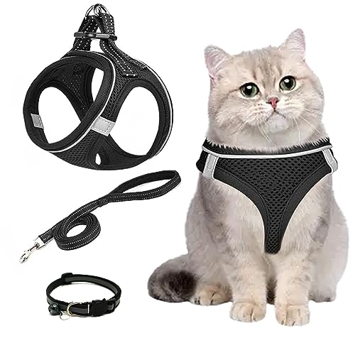 Verstellbares Katzengeschirr Ausbruchsicher,Katzengeschirr mit Leine Ausbruchsicher Geschirre Halsbänder & Leinen für Katzen Atmungsaktive Reflektierend Geschirr Set für Outdoor Training Gehen((M) Verstellbares Katzengeschirr Ausbruchsicher,Katzengeschirr mit Leine Ausbruchsicher Geschirre Halsbänder & Leinen für Katzen Atmungsaktive Reflektierend Geschirr Set für Outdoor Training Gehen((M)