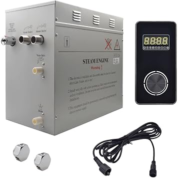 Encore 12kw Self-Draining Steam Bath Generator with Vertical Digital Keypad in Black