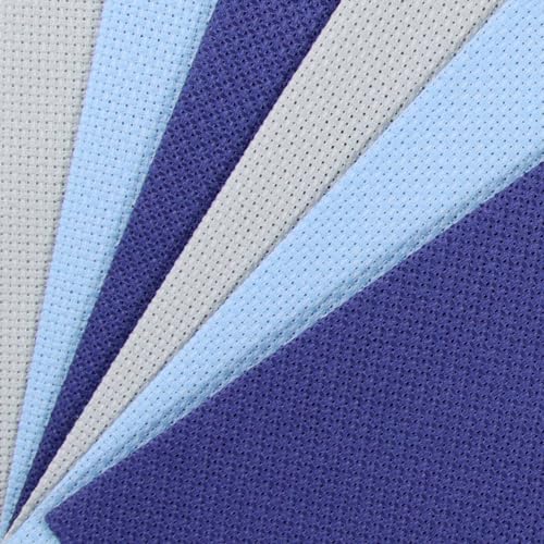 Image of KCS 4 /6 pc of 12 inch x 18 inch 30cmx45cm 16CT Counted Cotton Aida Cloth Cross Stitch Fabric (Sea Foam+Light Blue+Royal Blue, 6 pc)