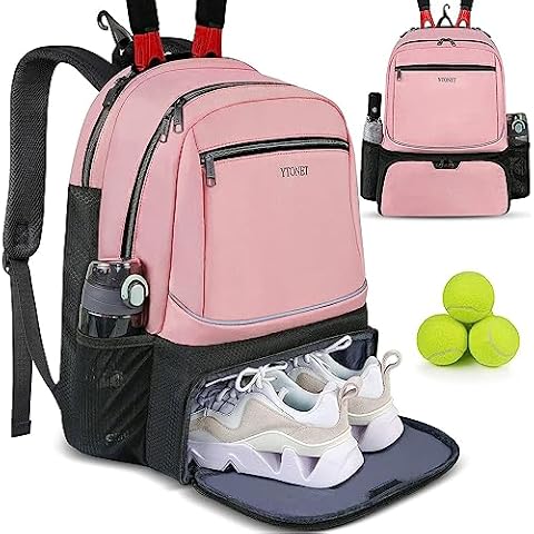Ytonet Tennis Bag Tennis Backpack for Women Men 2 Rackets with Insulated Pocket Ventilated Shoe Compartment Cover