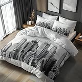 Generisch Housse De Couette 140x200 Photo Ancienne Adulte Enfant, Parure De Lit New York Au Xixe Siècle 1 Person avec Fermeture éclair, 1 Taie d'oreiller, Linge De Lit 100% Microfibre LS3212