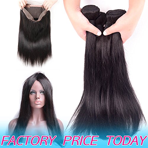 Unprocessed Brazilian Human Hair 3 Bundles 22 24 26 With 20 inch 360 Full Lace Frontal Closure Pre Plucked Cheap Indian Virgin Hair Weave 8A Best Peruvian Silky Straight Thick Raw Remy Hair Extension