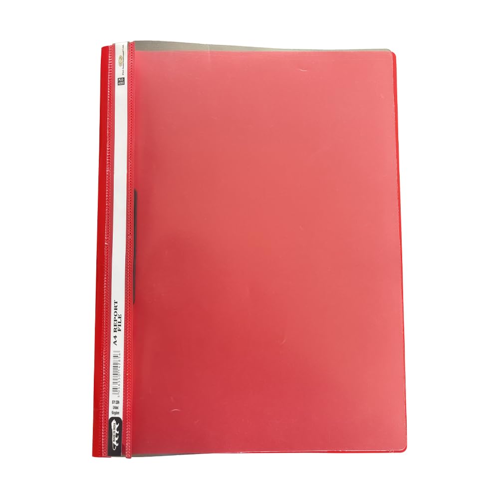 JMS we create smile (Pack of 50) A4 Red Project Report Folder Files with Transparent Cover for Presentations – Paper Document Organiser Plastic Folder (Red)
