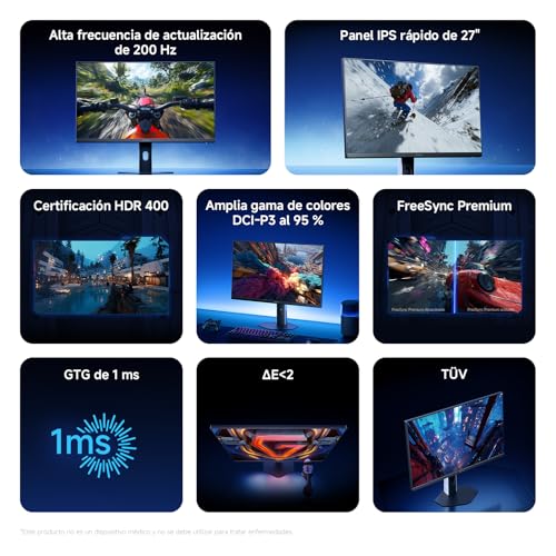 Miniatura 2 de XIAOMI G27i 2026 Monitor Gaming de 27 Pulgadas, 200Hz, 1ms GTG, FreeSync Premium, HDR400, Fast IPS, 100% sRGB, 95% DCI-P3,Certificación TÜV Low Blue Light (1920 x 1080/HDMI 2.0/DP 1.4)