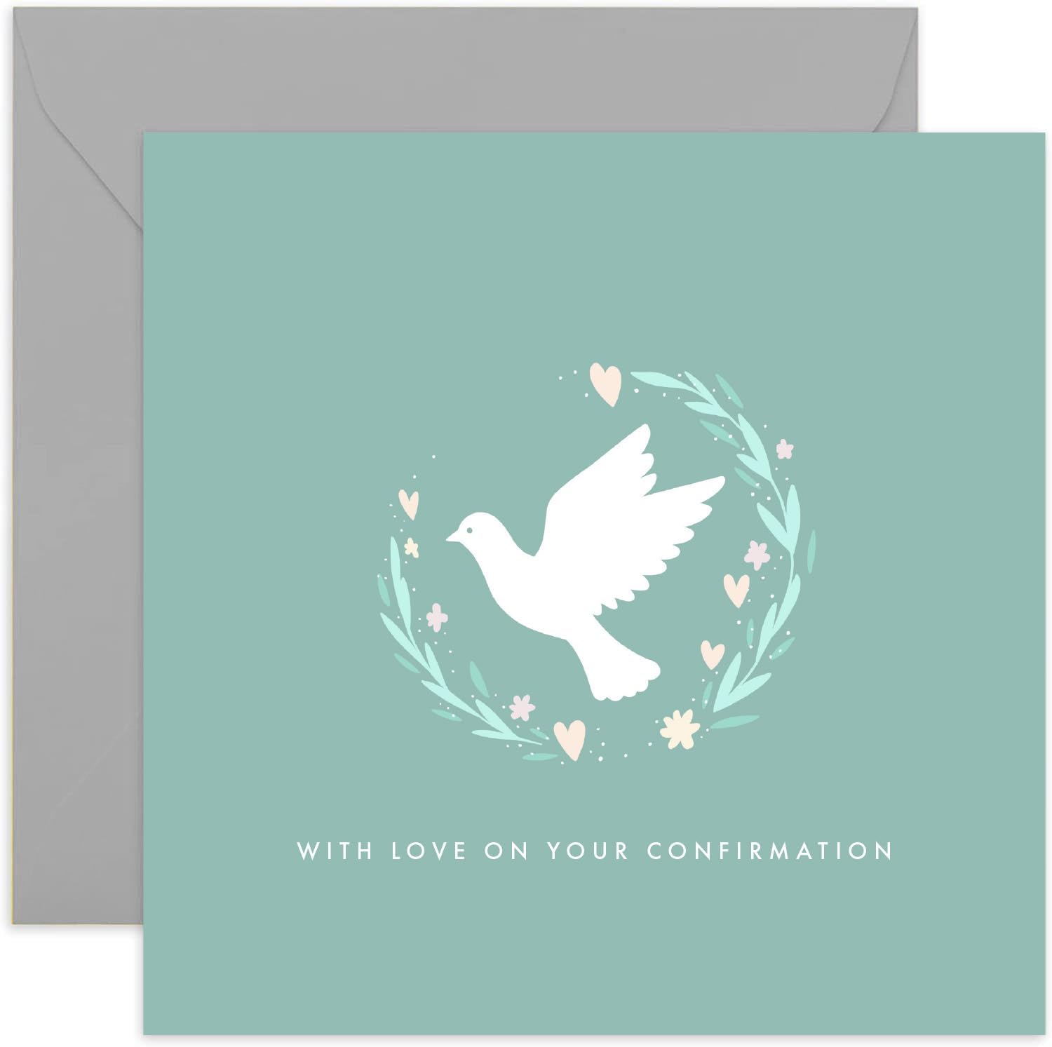Old English Co. Cute Confirmation Card for Girl or Boy - Floral Dove Religious Greeting Card for Confirmation Celebration - Religious Card for Family