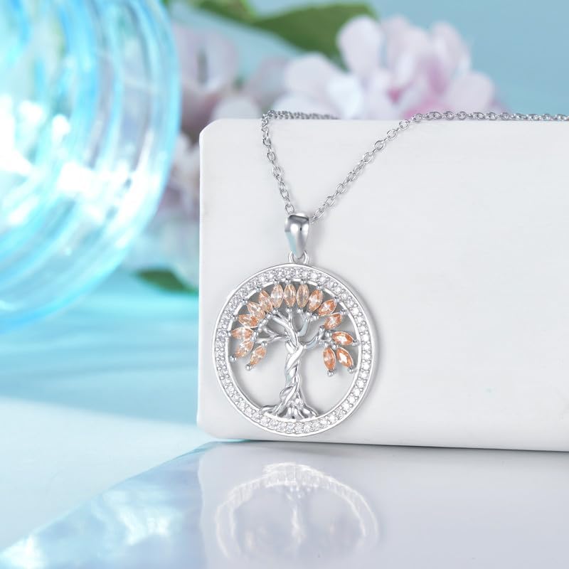 Tree of Life Necklace Birthstones S925 Sterling Silver pendant for Women Wife Mom Birthday Gifts for Her - Image 2