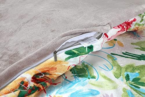 Adam Home Premium Velvet Super King Duvet Set Reversible Printed Duvet Covers with Pillowcases Bedding Set and Zipper Closure, Thermal Warm Soft & Smooth Spring Flowers Bedding Set (Super King, Grey)