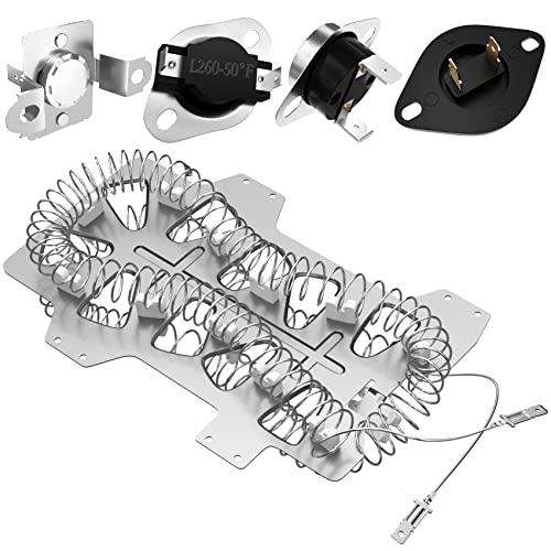 Samsung Dryer Heating Element DC47-00019A Dryer Repair Kit with DC47-00018A Thermostat DC47-00016A & DC96-00887A Thermal Fuses and DC32-00007A Dryer Thermistor