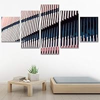 SIGNWIN 5 Panel Canvas Wall Art Modern Art Abstract Closeup Cool Line Minimalism Minimalist Multicolor for Home Decorations Ready to Hang - 60