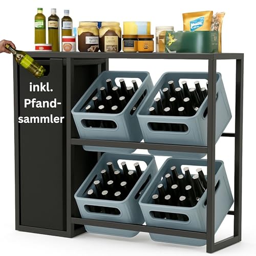DanDiBo Getränkekistenregal 4 Kisten mit Ablage Pfandflaschen...
