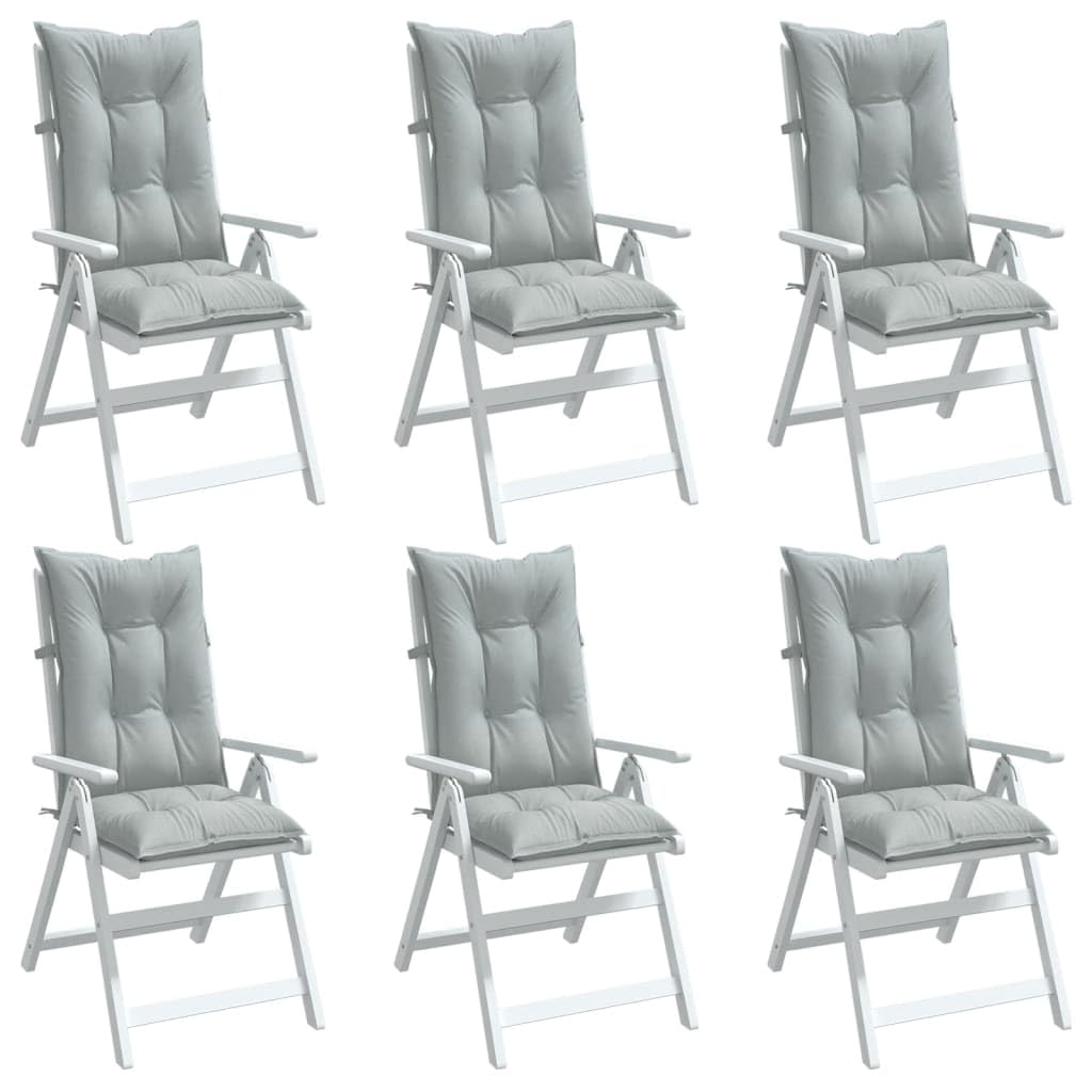 Coussins de chaise à dossier haut gris clair Lot de 6 pour fauteuil de jardin 120x50x7 cm