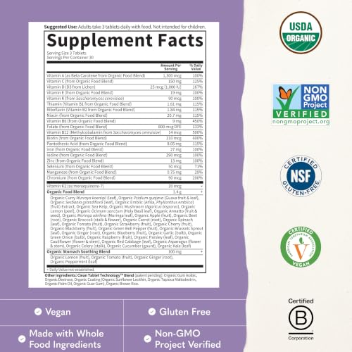 Image of Garden of Life Organics Prenatal Multivitamin with Folate, B6, B12, D3 & Iron - Prenatal Vitamins for Women with Energy Metabolism Support for Healthy Fetal Development, Non-GMO, Vegan, 30 Servings | w / Folate, B6, B12, D3 & Iron - with Energy Metabolism Support for Healthy Fetal Development, Non-GMO, Vegan