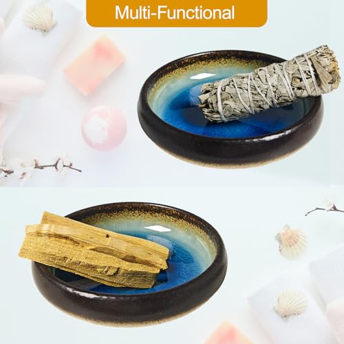 Incense-Holder-for-Sticks-Coil-Incense-Sage-Cones-Handcrafted-Ceramic-Incense-Burner-Holder-Ash-Catcher-Smudge-Bowl-for-Yoga-Meditation-Room-Decor Incense Holder for Sticks Coil Incense Sage Cones Handcrafted Ceramic Incense Burner Holder Ash Catcher Smudge Bowl for Yoga Meditation Room Decor