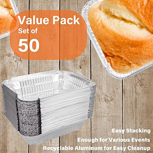 Lsshao Disposable Takeout Aluminum Foil Pans With Lid Baking Pans (50 Pack) Tin Food Storage Food Containers With Seal For Freshness,Great For Cooking, Heating, Storing, Prepping Food 8.5X6-2.25Lb #TOP4