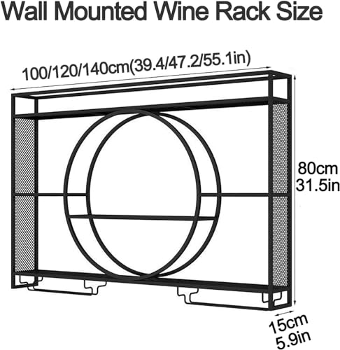 Wine bar da parete con ripiani galleggianti – Scaffale multifunzionale in ferro per champagne da cucina sala da pranzo o armadio espositore – ideale per gli appassionati di vino e decorazione della