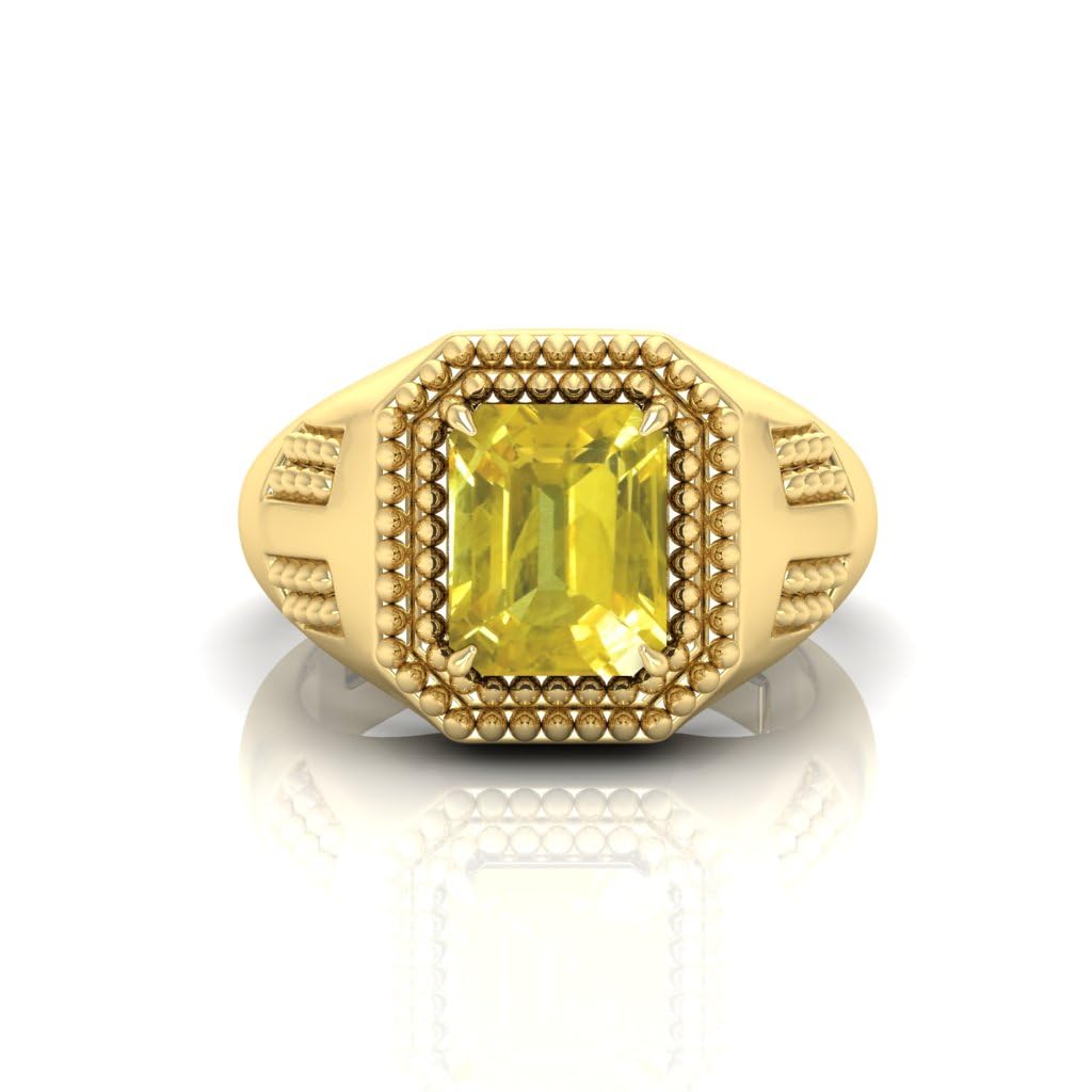 5.25 Ratti Yellow Sapphire Original Stone Adjustable Ring For Men And Women With Lab Certified A5-picture-55