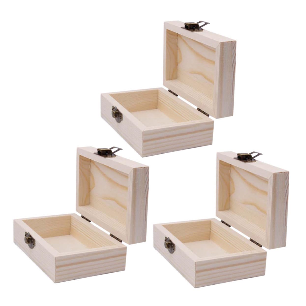 Boîte de rangement bois massif lot de 3 coffrets à couvercle pour bijoux et petits objets