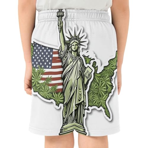 DOMIKING Statue Map Kids Shorts Pull-on Boys Shorts with Elastic Waist Casual Athletic Pants for Playwear Outdoor Summer3