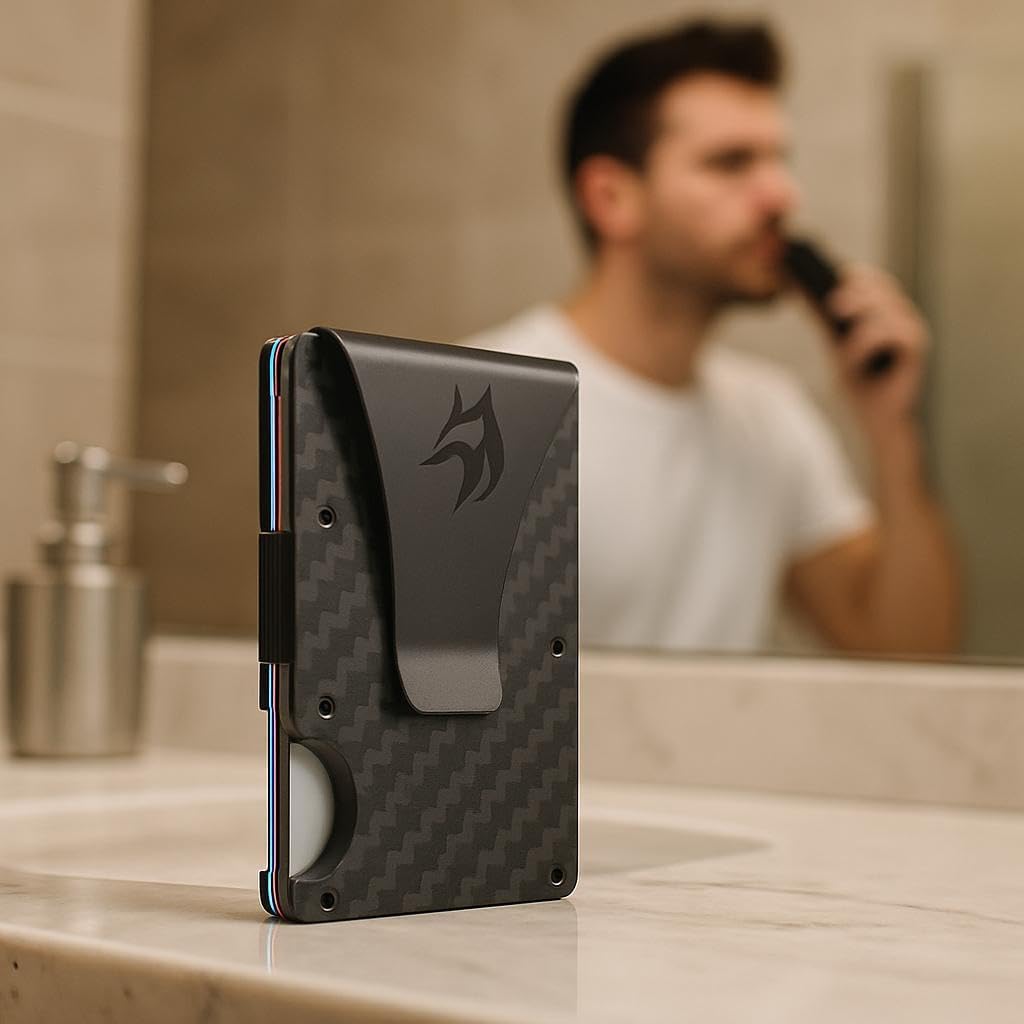 Slim RFID Blocking Wallet For Men - Light Weight, Durable & Compact- Minimalist Wallet With Money Clip (Carbon Fiber) - Image 2