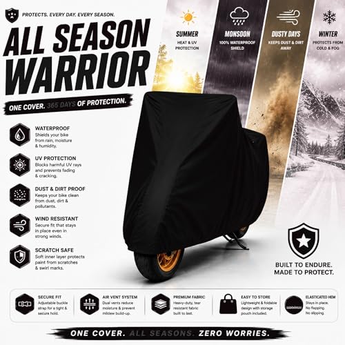 Image of Scooty Body Cover for TVS NTorq 125 Waterproof & Dustproof Scooter Cover UV Resistant, Heat Resistant & All Weather Protection Heavy Duty Triple Stitched Two Wheeler Cover (Black)