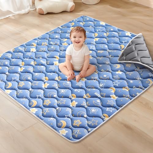 Image of Odorless Premium Foam Baby Play Mat, Soft Microfiber Fabric Crawling Mat for Floor- Comfortable and Hypoallergenic, Non-Slip Cushioned Floor Playpen mat for Infants,Babies,Toddlers