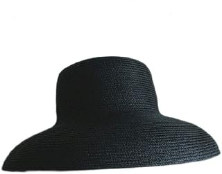 SGJFZD Las Mujeres Paja del Verano del Sombrero HatSun Señora Elegante de Disquete ala Mujeres de la Playa del Visera del Cubo del Sombrero de Sun (Color : Black, tamaño : 56-58CM)