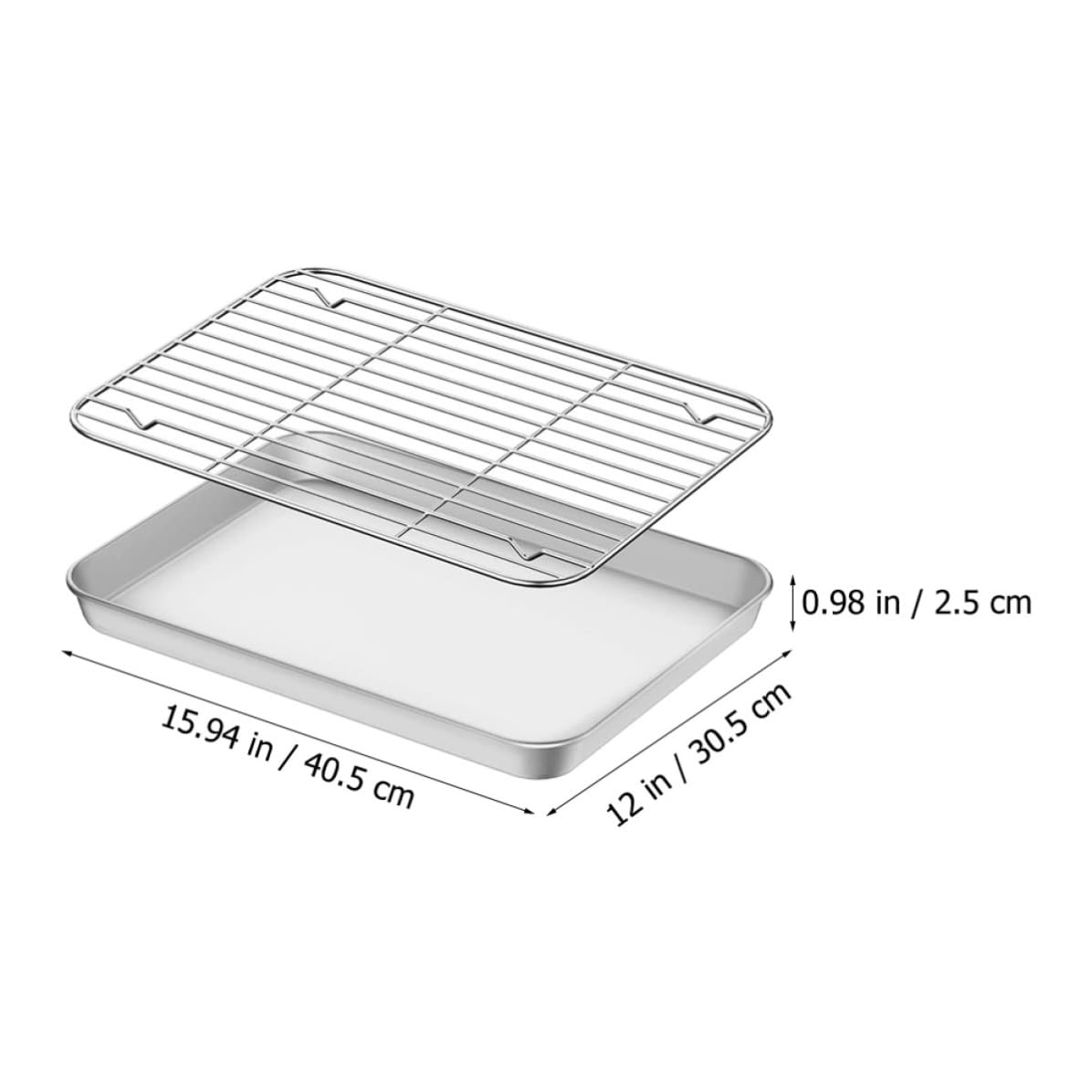Backblech und Backrost aus Edelstahl Starkes Küchenzubehör für Camping und Backen Silbernes Camping Backblech mit Kühlfunktion für Haushalt und Outdoor Zufälliger Stil