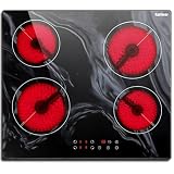 Karinear Electric Cooktop 24 Inch, 4 Burners Built-in Electric StoveTop with Wave Patterned Surface,