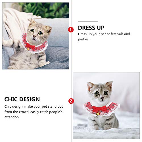 Coleira para gatos de estimação em renda com bolinhas bowknot (vermelho tamanho XL)