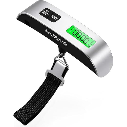 Blendura Kofferwaage Digital mit Haken, Gepäckwaage Travel mit Temperatursensor, Hängewaage Funktion Praktisch für Reisen Freien bis 50KG Grau