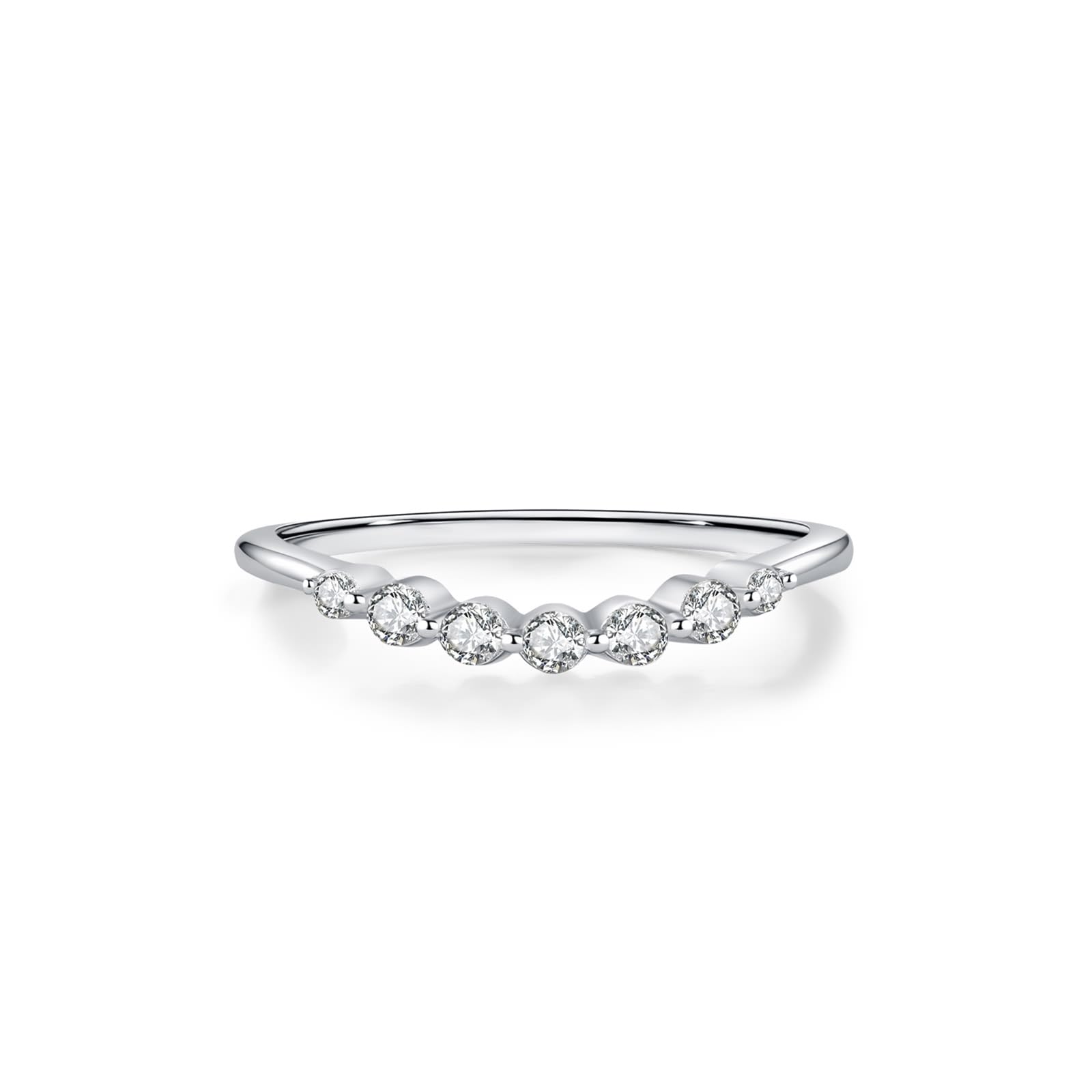KnSam Anillo de la amistad de oro blanco Au 375/585/750, anillo de boda apilable clásico onda con diamante, alianzas de boda de 9 K/14 K/18 K, oro blanco, talla 47-65