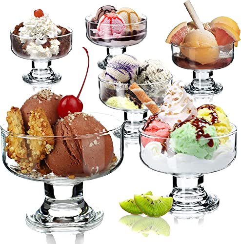 Image of MARTVIA 300ML Ice Cream Glasses Cups Dishes for Desserts, Milkshake,Fruit and Pudding Glass Serving Bowls, Perfect for Home, Restaurants and Parties Dishwasher Safe (Crystal Cups - A, Set of 6)
