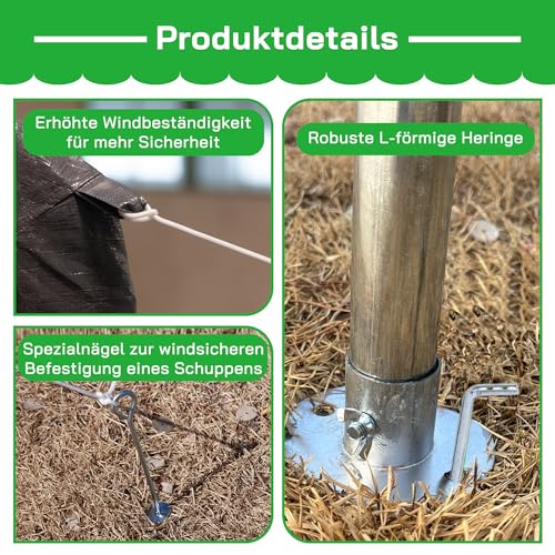 Ball & Cast Fahrradgarage wetterfest Geräteschuppen mit Belüftungsfenster Carport Zelt mit UV-Schutz Fahrradschuppen für Regenschutz Motorrad Garage Gartenhaus Grau, 213×366×225 cm