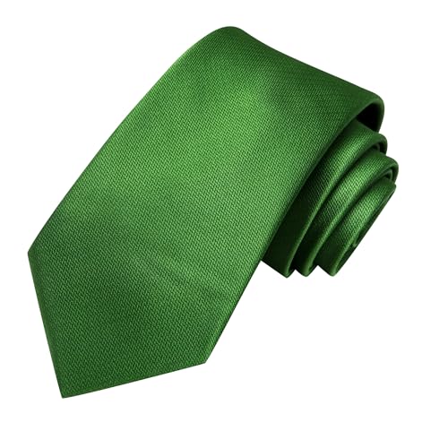 Image of Hi-Tie Men 63inches Tie Set Extra Long Necktie Paisley Tie Pocket Suqare Cufflinks Big and Tall Men Tie,Grass Green